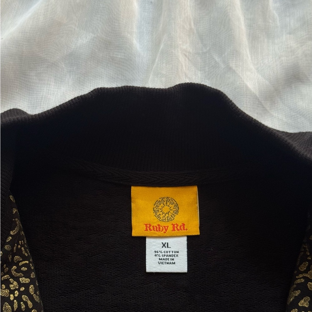 Ruby Rd. Leopard Print Bomber Jacket - Picture 4 of 7
